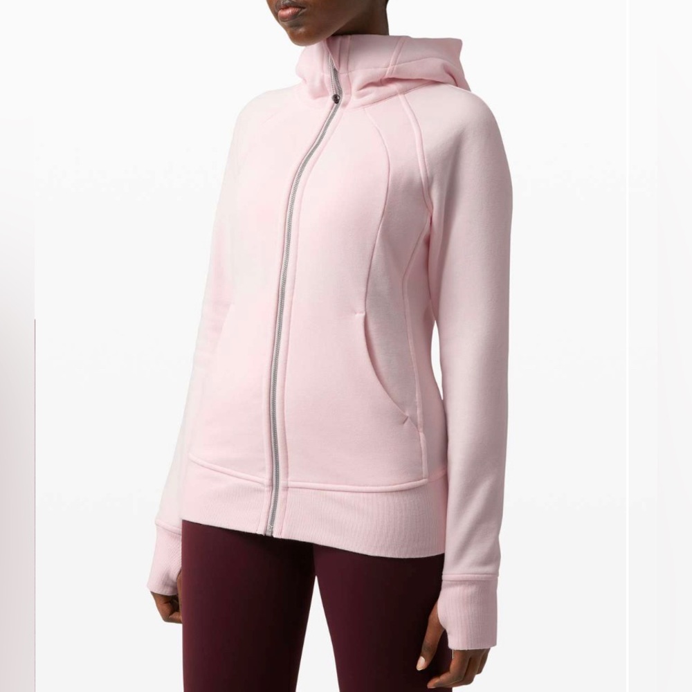 EUC Lululemon full length, full zip light pink scuba hoodie
